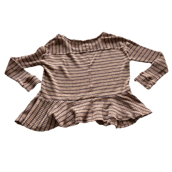 FREE PEOPLE Auntie Em Textured Thermal Top Tan - Picture 6 of 10